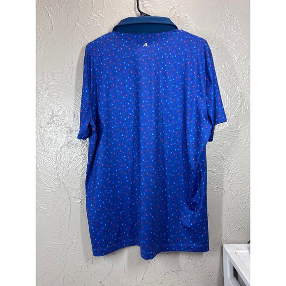 Redvanly Golf Polo Shirt Men's Blue Geometric Performance Stretch Size Large - Picture 2 of 5